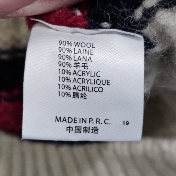 Brandy Melville Large White Wool Cricket Varsity Preppy Sweater Nikki Trimming - Picture 5 of 7